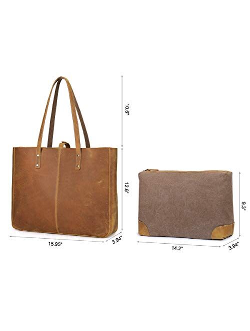 S-ZONE Genuine Leather Shoulder Tote Bag for Women Large Handbag Work Purse