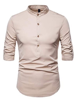 WHATLEES Mens Solid Long Sleeve Slim Fit Button Down Dress Shirt