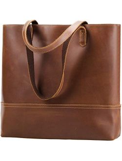 Vintage Leather Brown Tote Bag for Women Large Handbag Crazy Horse Leather Tote Purse Bags