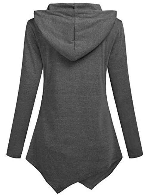 Ninedaily Womens Sweatshirt Pullover Hoodies Tunic Long Sleeve V Neck Pocket Top