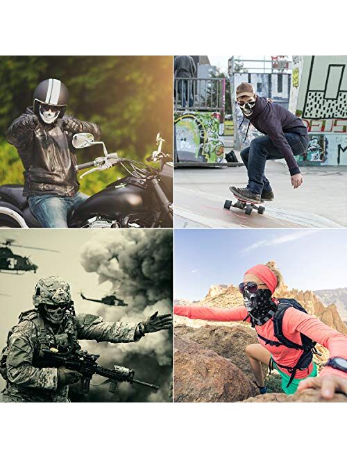Skull Face Mask Bandana, Motorcycle Face Mask for Men Women, Skeleton Half Face Mask Sun UV Dust Wind Protection Breathable Rave Face Scarf Neck Gaiter for Biker Riding