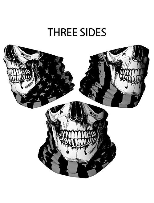 Skull Face Mask Bandana, Motorcycle Face Mask for Men Women, Skeleton Half Face Mask Sun UV Dust Wind Protection Breathable Rave Face Scarf Neck Gaiter for Biker Riding