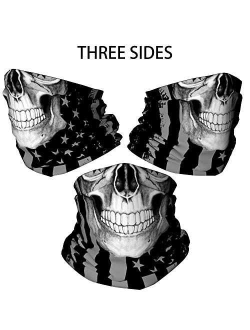 Skull Face Mask Bandana, Motorcycle Face Mask for Men Women, Skeleton Half Face Mask Sun UV Dust Wind Protection Breathable Rave Face Scarf Neck Gaiter for Biker Riding