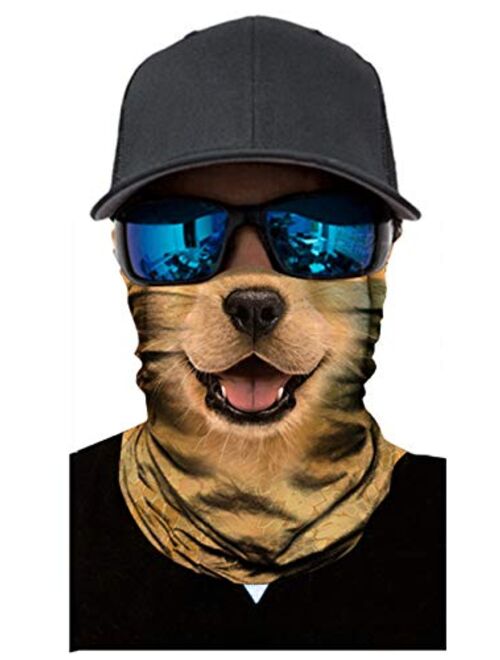 AviviRuth Unisex 3D Seamless Rave Bandana Magic Scarf Neck Gaiter Dust Mask Sun UV Dust Wind Proof,Yellow Dog
