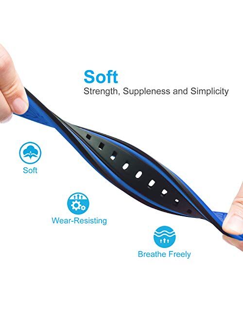 Ullchro Silicone Watch Strap Replacement Rubber Watch Band Waterproof Bicolor Men Women - 20, 22, 24, 26mm Watch Bracelet with Brushed Stainless Steel Buckle Black