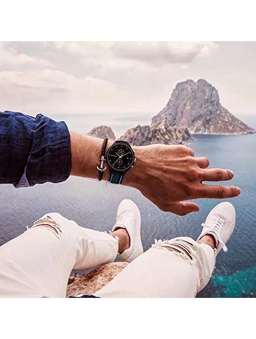 Ullchro Silicone Watch Strap Replacement Rubber Watch Band Waterproof Bicolor Men Women - 20, 22, 24, 26mm Watch Bracelet with Brushed Stainless Steel Buckle Black