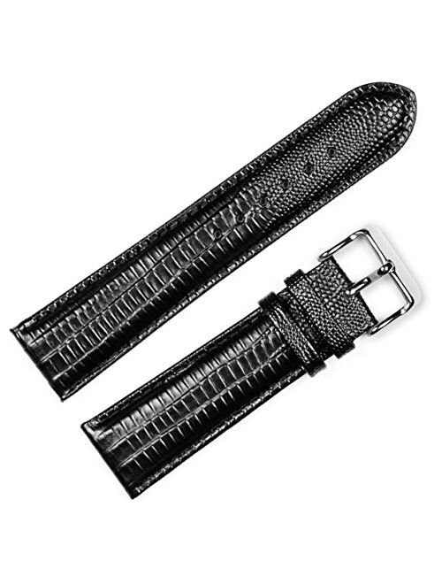 deBeer Leather Watch Strap - Teju Lizard Grain Choose Color - (Sizes 14mm, 16mm, 18mm, 19mm, 20mm, or 22mm)