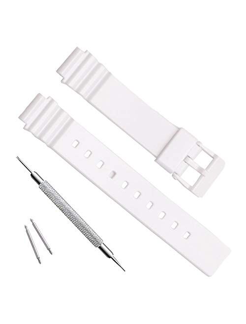 OliBoPo Waterproof Natural Resin Replacement Watch Band for Casio Women's LRW200H