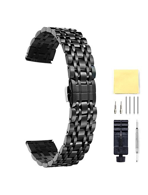 BINLUN Stainless Steel Watch Band 6 Color(Gold, Silver, Black, Rose Gold, Gold Tone, Rose Gold Tone) 17 Size (10mm - 26mm)