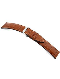 RIOS1931 Louisiana - Genuine Embossed Leather Watch Band with Gator Print and Matching Stitching