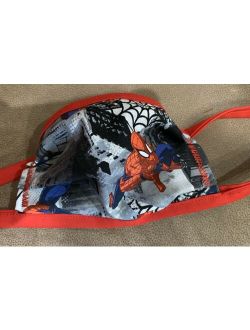 Kids Boys Spiderman Face Mask Cotton With Ties Adjustable Latex Free Youth