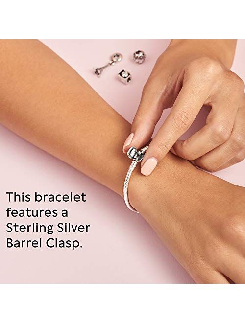 PANDORA Jewelry Iconic Moments Snake Chain Charm Sterling Silver Bracelet, 7.5