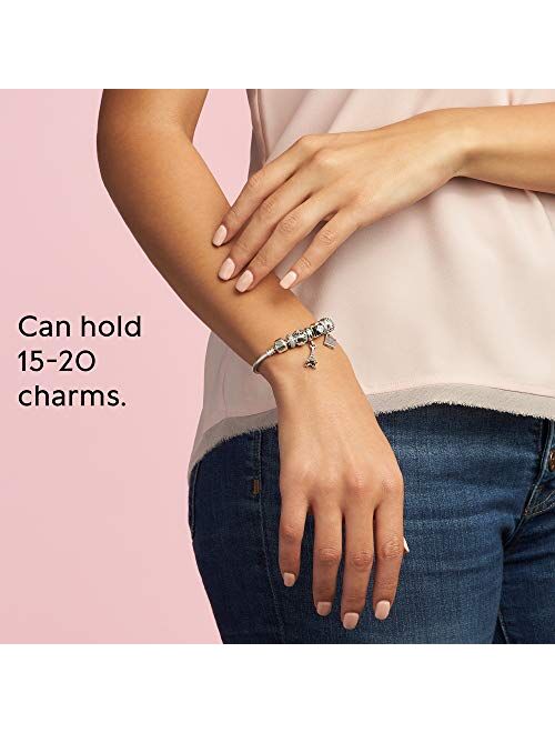 PANDORA Jewelry Iconic Moments Snake Chain Charm Sterling Silver Bracelet, 7.5