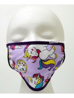 Kids Unicorn Face Mask Reusable Handmade Washable Cloth Children Face Cover Girl