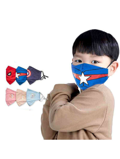 Kids Childrens Marvel Frozen Half Face Mask Washable Boy Spiderman Mask Cosplay