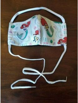 Girls Mermaid Cloth Washable Face Mask with pocket Adjustable Strap NEW