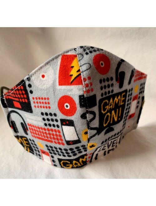 New Face Mask Cover Child Kid Boy w Pocket Handmade Washable Video Game Fabric