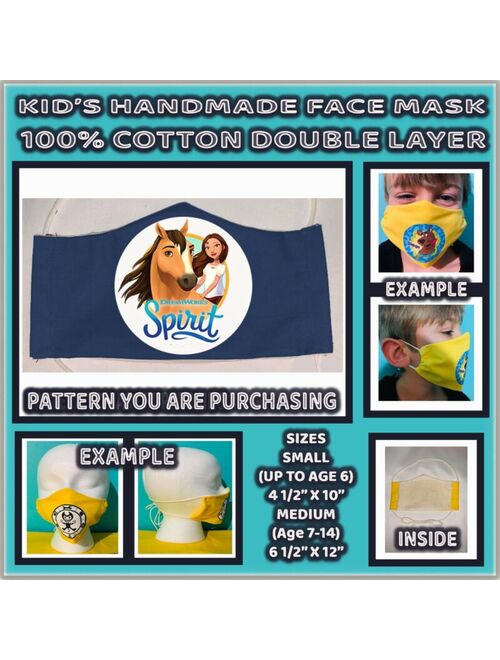 Spirit Riding Free Face Mask For Kids Boy Girl Washable Reusable Handmade Cotton