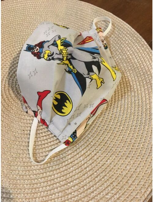 Protective Face Mask Super Girl Heroes Handmade Cotton Pleated Double Material