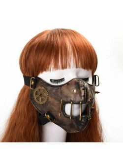 Women Steampunk Mask Gothic Punk Gear Rivet Half Face Cosplay Accessory Prop