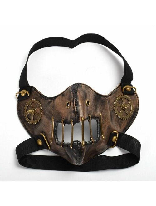 Women Steampunk Mask Gothic Punk Gear Rivet Half Face Cosplay Accessory Prop