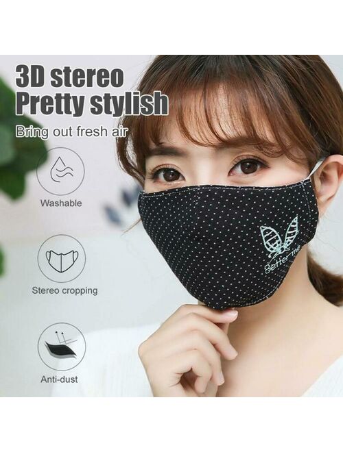 Women Washable Cotton Mask Anti Haze Reusable Air Purifying Face Mask RU