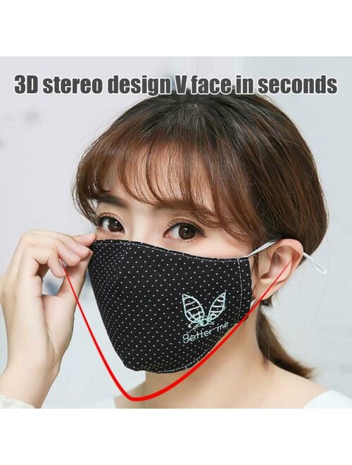 Women Washable Cotton Mask Anti Haze Reusable Air Purifying Face Mask RU