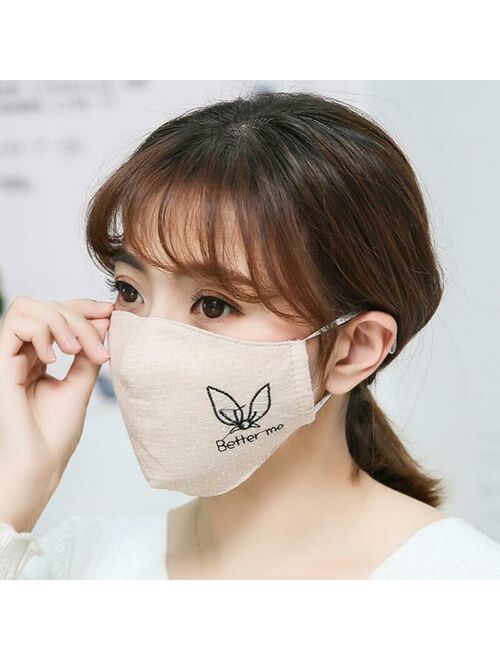 Women Washable Cotton Mask Anti Haze Reusable Air Purifying Face Mask RU