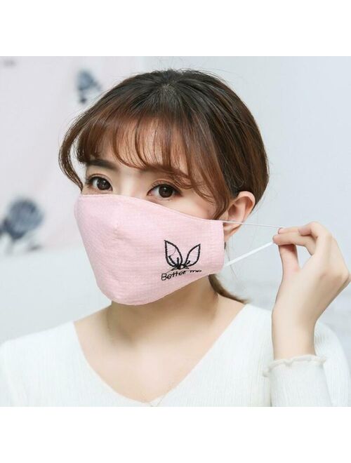 Women Washable Cotton Mask Anti Haze Reusable Air Purifying Face Mask RU