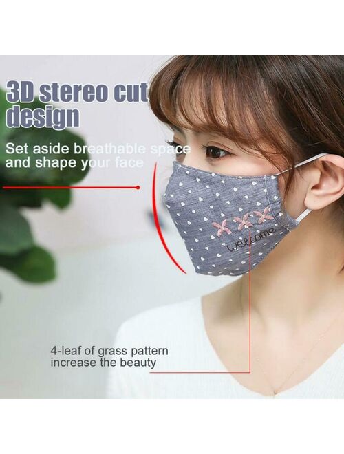 Washable Women Summer Face Mask Reusable Cotton Mask Anti Haze Respirator