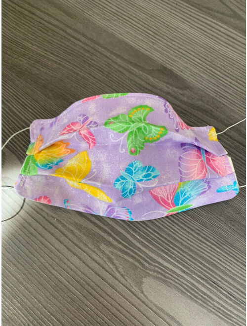 Fabric Face Mask - Filter pocket- Reusable Washable- Handmade USA Butterfly Girl
