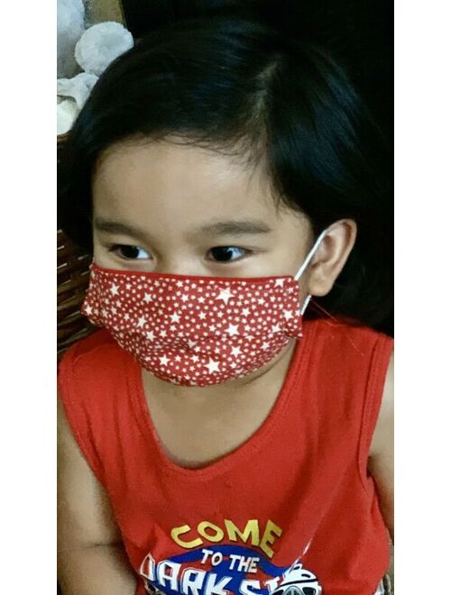 Kids Boys Girls USA Red Face Mask Hand Made Washable Cotton Fabric Double Layer
