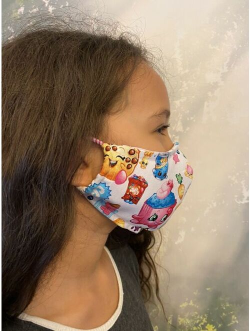 Super Cute Kids Shopkins Mask Cotton Boys Girls Face Mask With Filter Pocket