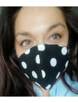 Women homemade mask,with woven filter. Black polka dot. Low price