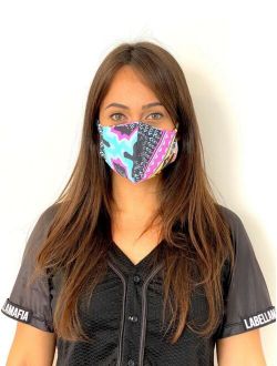 Women's Blue Design Protective Face Mask with Pocket for Air Filter, Washable