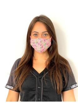 Women's Pink Summer Protective Face Mask with Pocket for Air Filter, Washable