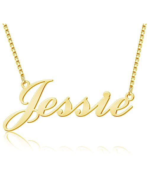 VeeVoice Custom Name Necklace Personalized Infinity Necklace Customized 18K Gold Pendant Jewelry Gift for Women 