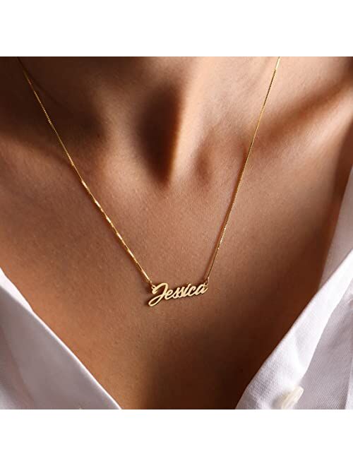 VeeVoice Custom Name Necklace Personalized Customized Birthstone Necklace for Women 18K Gold Nameplate Pendant for Girl