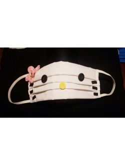 Girl Kid Handmade Cute Kitty Cat Meow Face Nose Mask Washable White & Pink