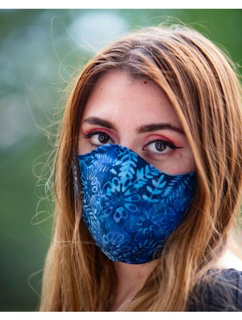 Womens Face Mask Washable Reversible Handmade Tie Dye Blue Aqua