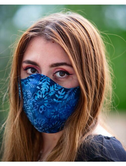 Womens Face Mask Washable Reversible Handmade Tie Dye Blue Aqua