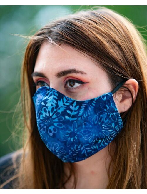 Womens Face Mask Washable Reversible Handmade Tie Dye Blue Aqua