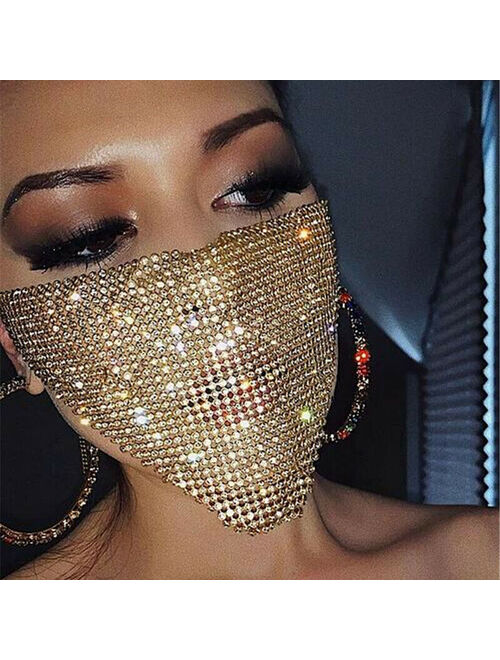 Glitter Metal Mesh Face Jewelry Mask Shiny for Night Club Partyrave festival