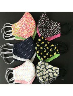 Women's Handmade Face Mask Washable Reversible Cotton with elastic