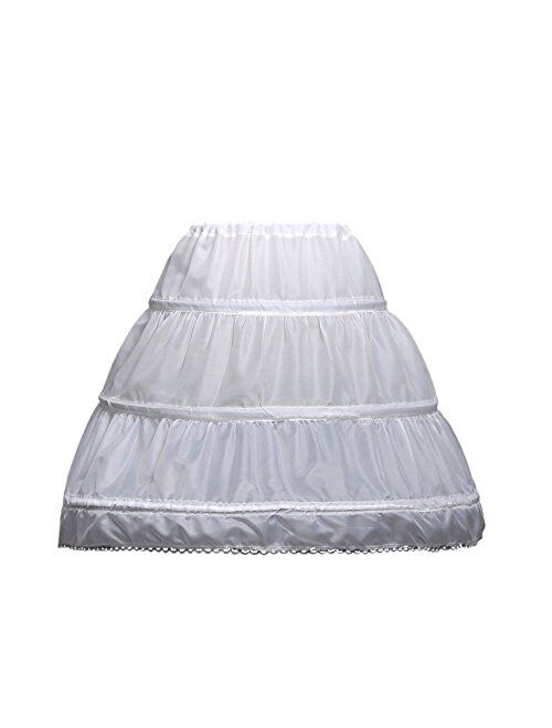 LULUSILK Kids Crinoline Petticoat with 3 Hoops, Full Length Flower Girl Underskirt Slips