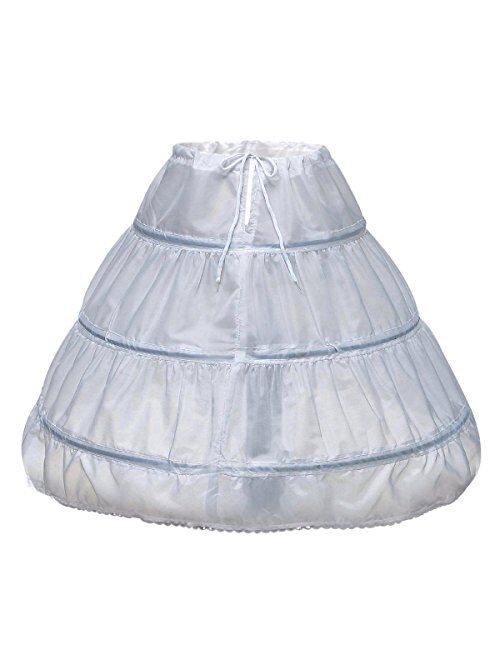 LULUSILK Kids Crinoline Petticoat with 3 Hoops, Full Length Flower Girl Underskirt Slips