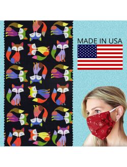 Fox Face Mask Kids Women Adult, Handmade USA Washable Reuseable Facemask Cute