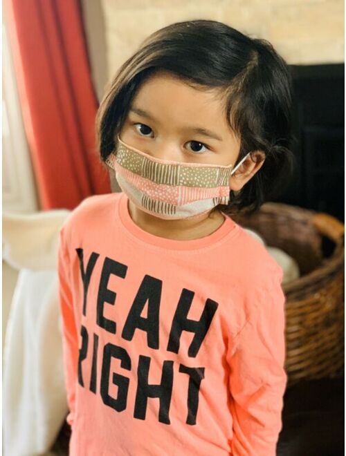 Kids Face Mask Hand Made Washable Cotton Childrens Double Layer Pink Girls