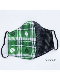 Womens IRISH CLOVER Cloth Fabric Face Mask 100% Cotton CDC Recommended Design