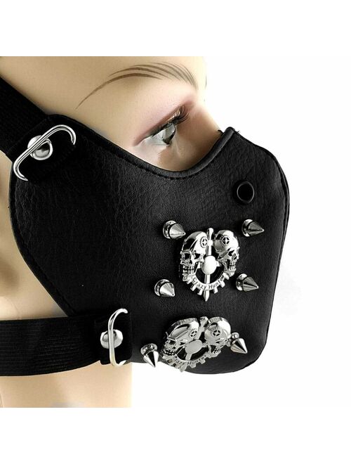 Mens Skull Steampunk Gothic Leather Mask Cosplay Biker Mask